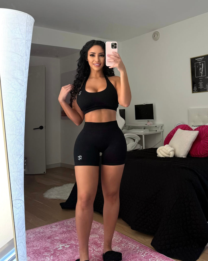 LuxeFit Sports Bra - Midnight Black