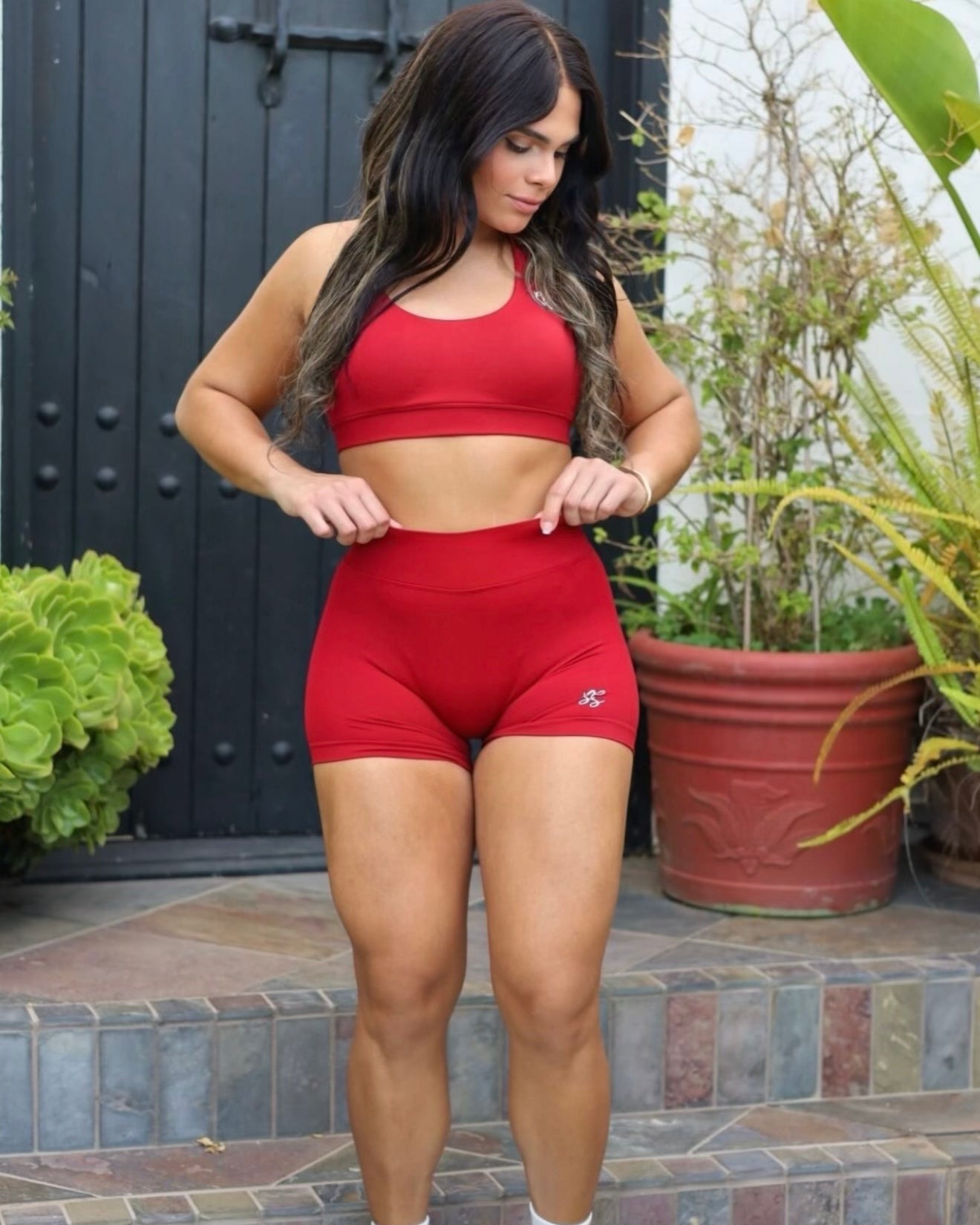LuxeFit Shorts - Cherry Red
