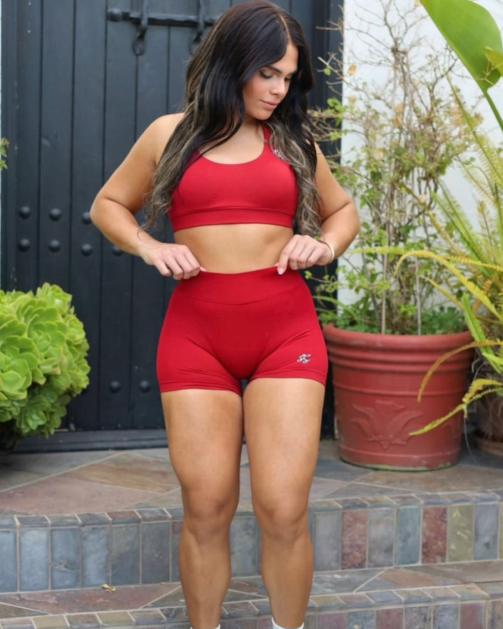 LuxeFit Shorts - Cherry Red